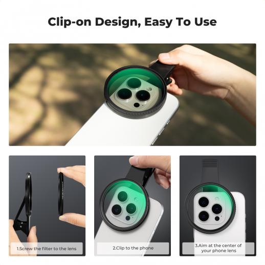K&F CONCEPT 67mm Filter Holder for Mobile Phone w/ Black mist 1/4 + CPL filter