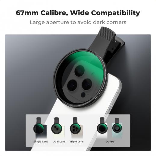 K&F CONCEPT 67mm Filter Holder for Mobile Phone w/ ND2-ND32 filter