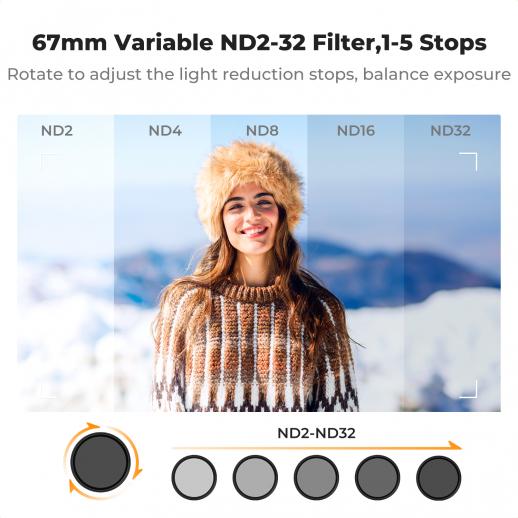 K&F CONCEPT 67mm Filter Holder for Mobile Phone w/ ND2-ND32 filter