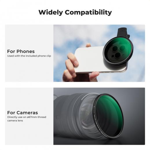 K&F CONCEPT 67mm Filter Holder for Mobile Phone w/ ND2-ND32 filter