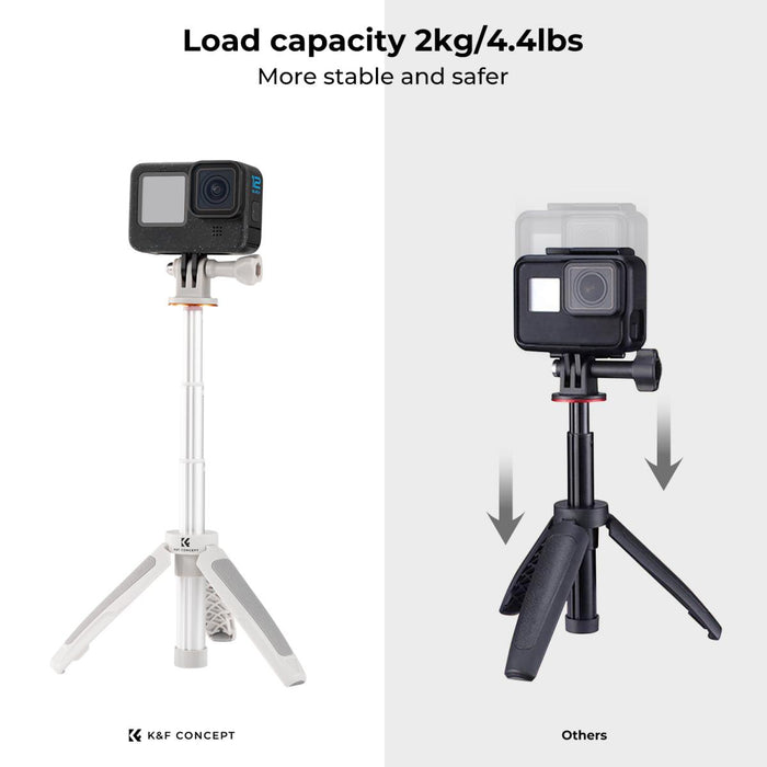 K&F CONCEPT MS03 32cm Mini Tripod - GoPro 3-Prong Mount (Light Grey)