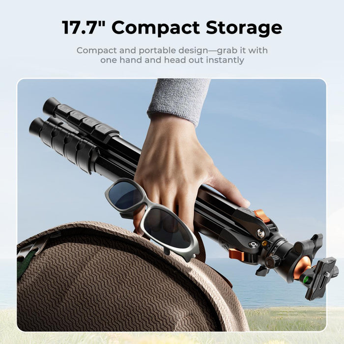 K&F CONCEPT A305A3 185cm Aluminum Travel Camera Tripod w/ BH-40 Ball Head