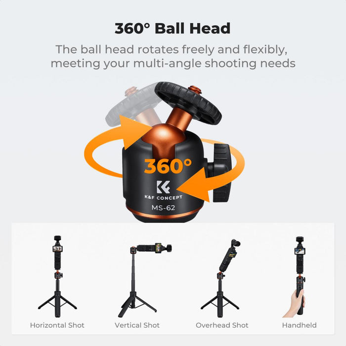 K&F Concept MS62 25.6'' Mini Selfie Stick Tripod Stand