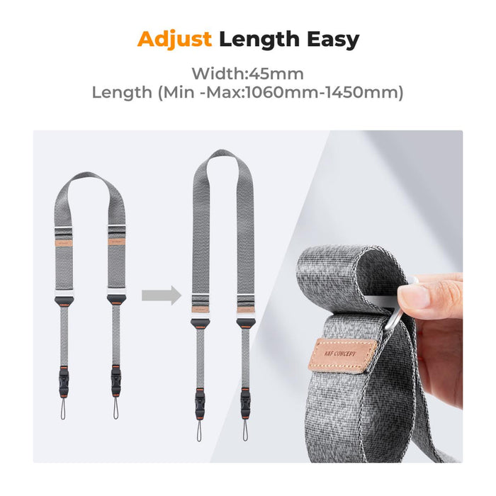 K&F CONCEPT 45mm Camera Neck Strap with Quick Release (Ash Grey)