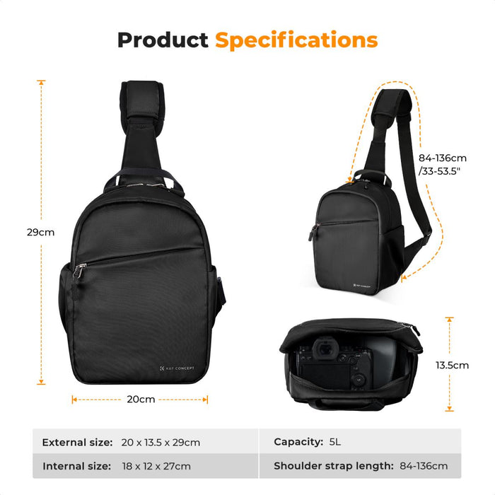 K&F CONCEPT 5L U08 Sling Bag (Black)