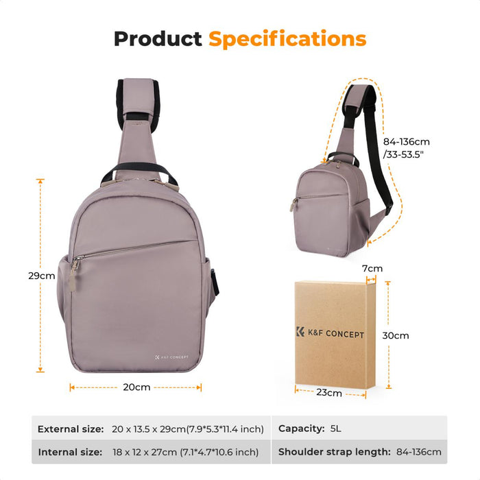 K&F CONCEPT 5L U08 Sling Bag (Deep Pink)
