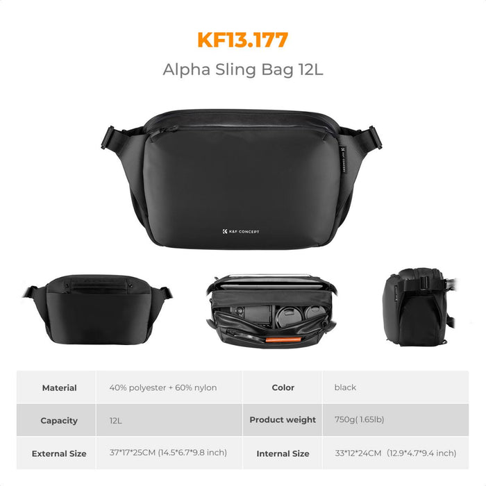 K&F CONCEPT Alpha Sling Bag 12L (Black)