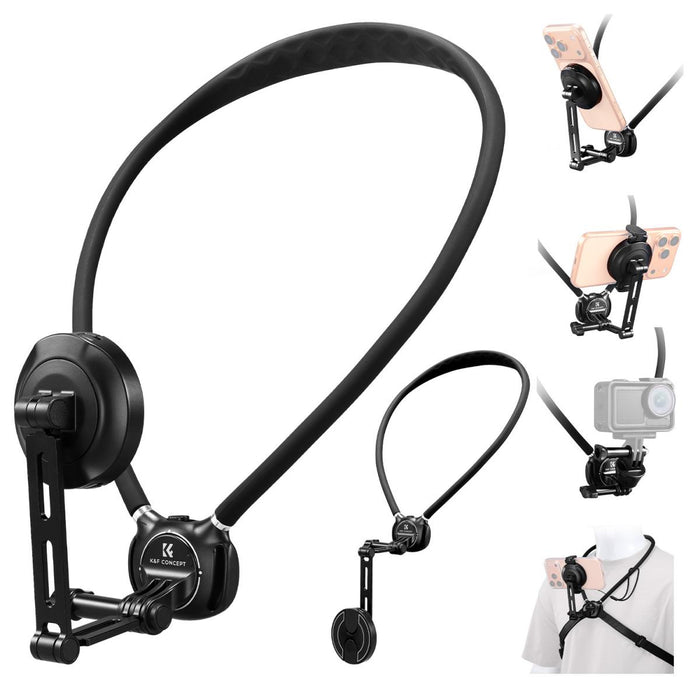 K&F CONCEPT Neck Phone Holder, 2-in-1 Magnetic & Clip-on Phone Neck Holder