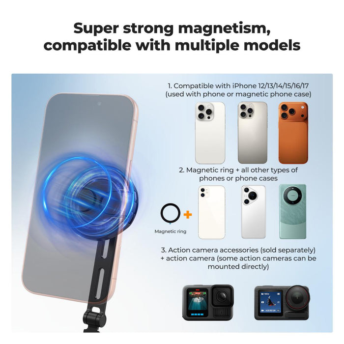 K&F CONCEPT Neck Phone Holder, 2-in-1 Magnetic & Clip-on Phone Neck Holder