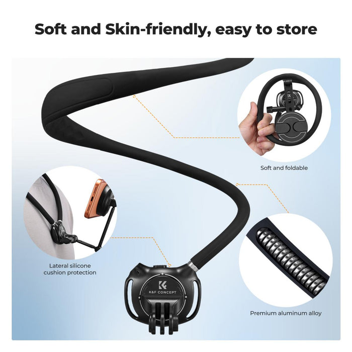 K&F CONCEPT Neck Phone Holder, 2-in-1 Magnetic & Clip-on Phone Neck Holder