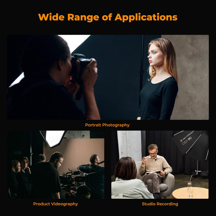 K&F CONCEPT Flat Octagonal Softbox (with Grid, Bowen Mount, Quick Release) - 90cm