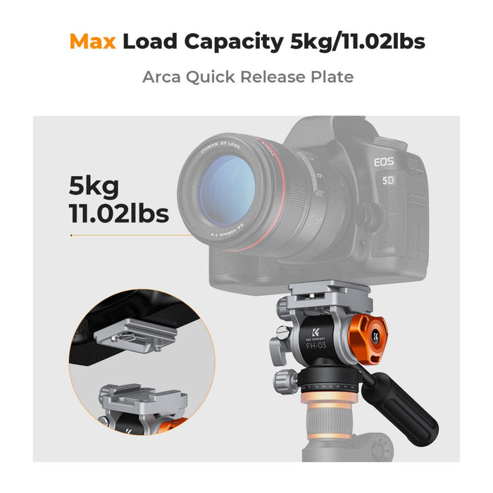 K&F CONCEPT FH-03 Fluid Pan & Tilt Tripod Head