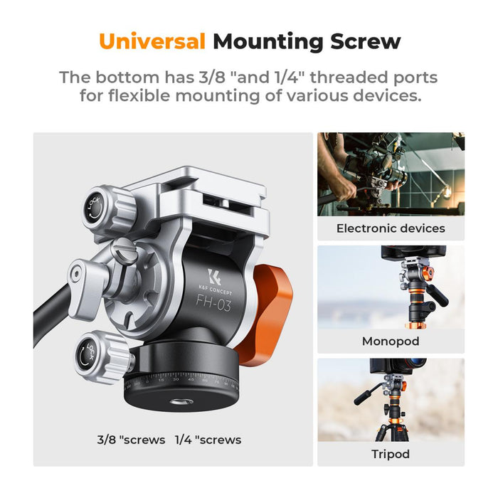 K&F CONCEPT FH-03 Fluid Pan & Tilt Tripod Head