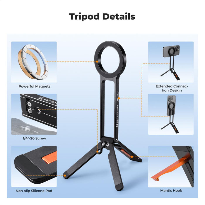 K&F CONCEPT MS47 Magnetic Phone Tripod Stand