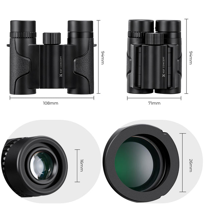 K&F CONCEPT 8x21 Waterproof Compact Binoculars - IP65, BAK 4 prism, multi-coated lens