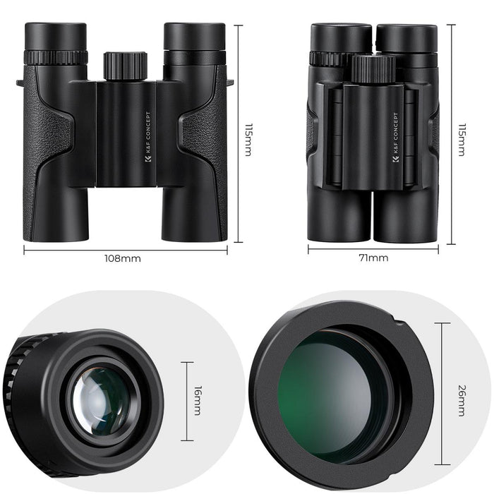 K&F CONCEPT 10x25 Waterproof Compact Binoculars - IP65, BAK4 prism, multi-coated lens