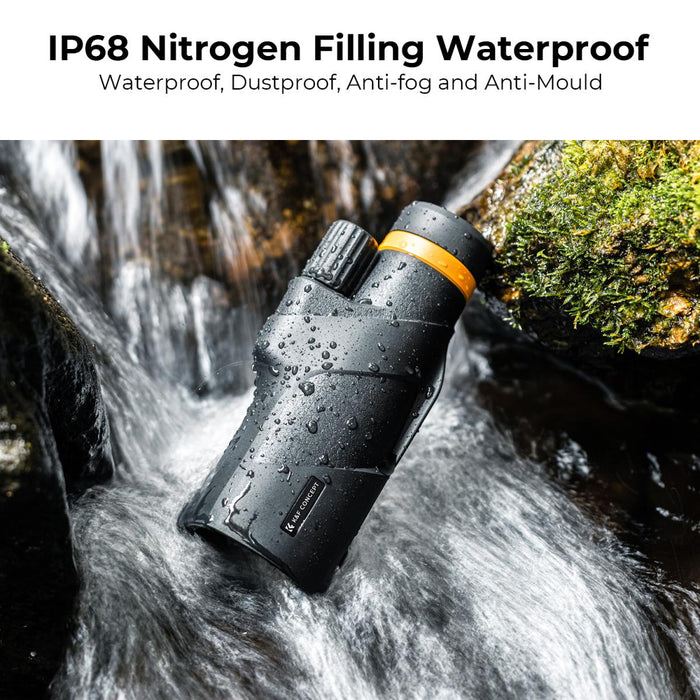 K&F CONCEPT 12X50 Waterproof HD Monocular - IP68, BAK4 prism, multi-coated lens
