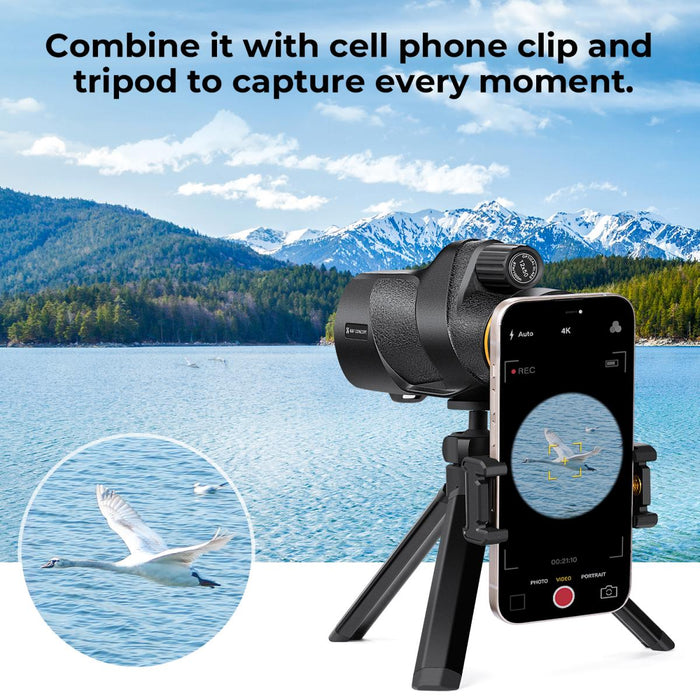 K&F CONCEPT 12X50 Waterproof HD Monocular - IP68, BAK4 prism, multi-coated lens