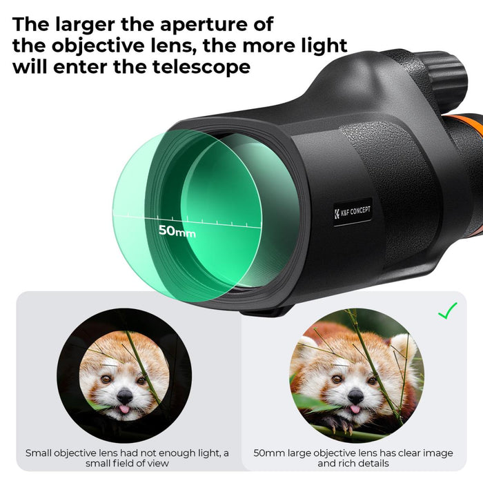 K&F CONCEPT 12X50 Waterproof HD Monocular - IP68, BAK4 prism, multi-coated lens