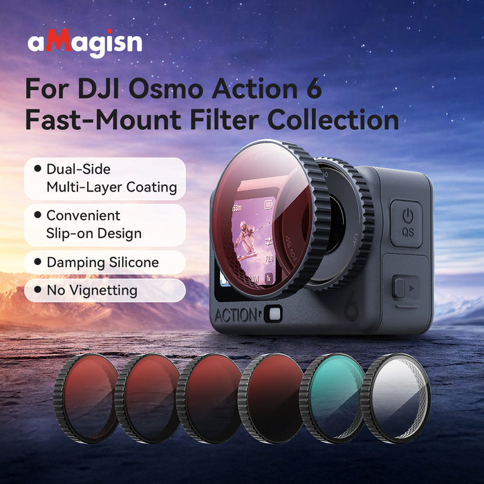 AMAGISN Clip-on Filters for DJI Osmo Action 6 - CPL + ND8 + ND16 + ND32