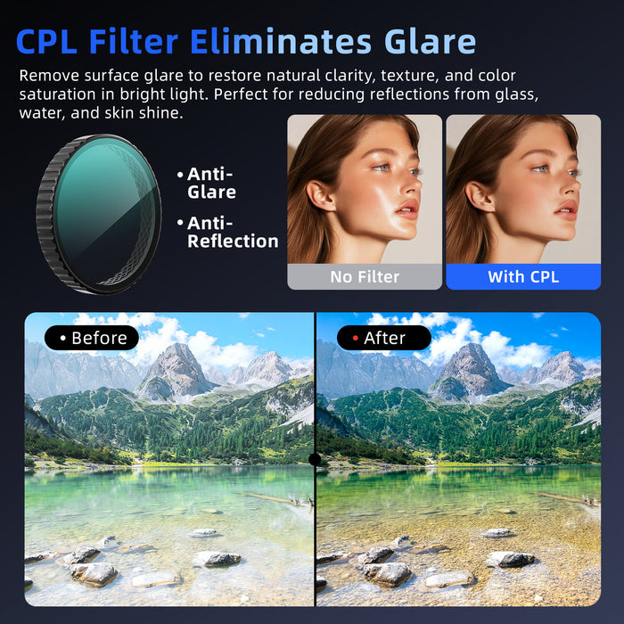 AMAGISN Clip-on Filters for DJI Osmo Action 6 - CPL + ND8 + ND16 + ND32