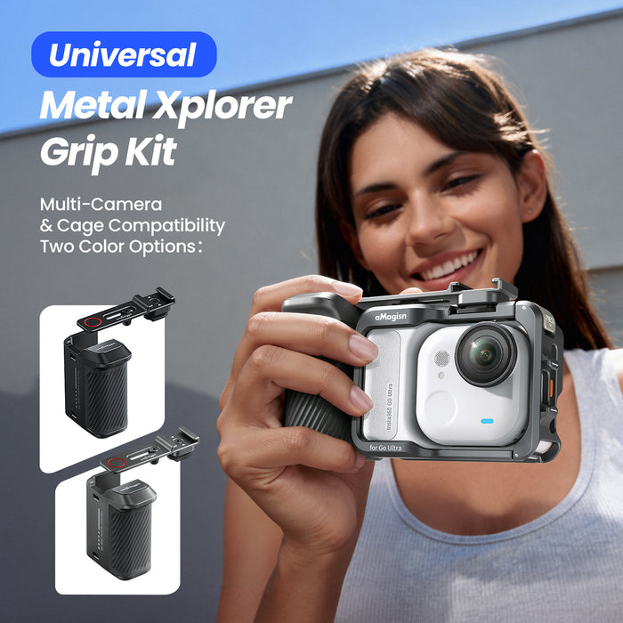 AMAGISN Universal Metal Xplorer Grip Kit for Insta360 Ace/ Ace Pro Series, Go Pro Hero Series, DJI Osmo Action Series