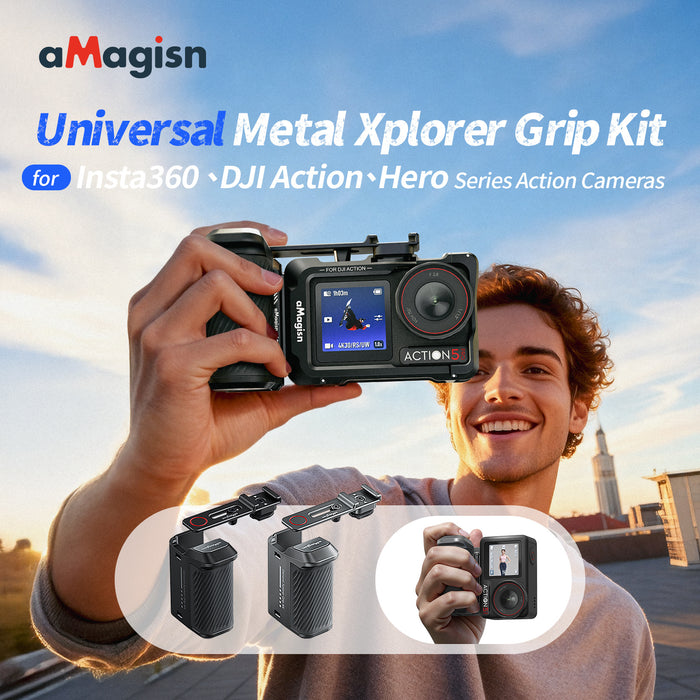 AMAGISN Universal Metal Xplorer Grip Kit for Insta360 Ace/ Ace Pro Series, Go Pro Hero Series, DJI Osmo Action Series
