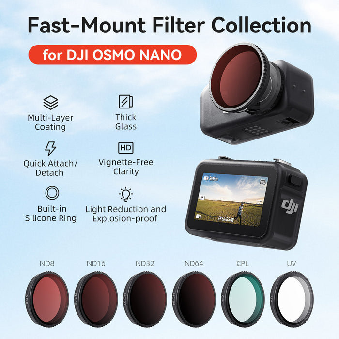 AMAGISN Clip-on Filters for DJI Osmo Nano - CPL + ND8 + ND16 + ND32