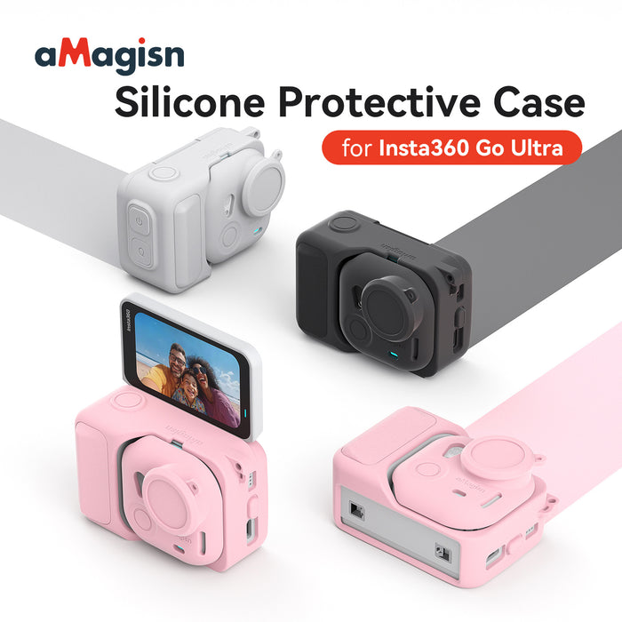 AMAGISN Protective Silicone Case for Insta360 GO Ultra (Black)