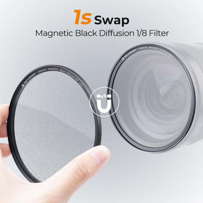 K&F CONCEPT NANO-X Series Filter (Magnetic Sets) - Black Diffusion (Black Mist) 1/8 - Includes Filter + Magnetic Cap + Magnetic Adapter Ring - All Sizes