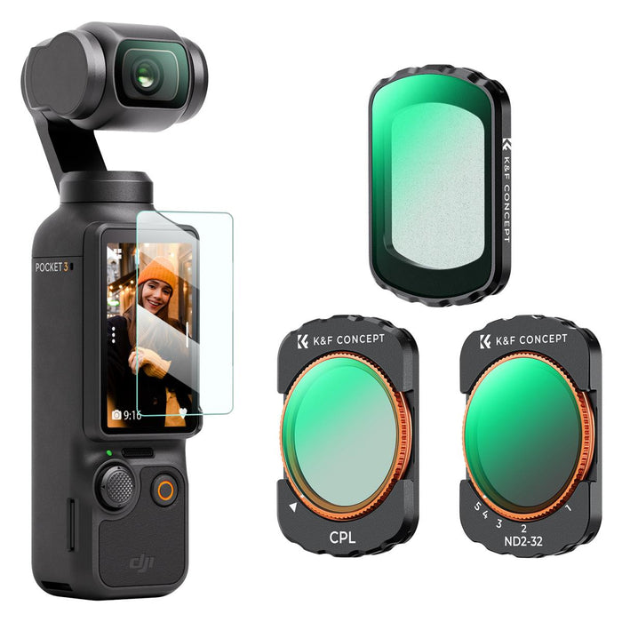 K&F CONCEPT DJI Osmo Pocket 3 Magnetic Filters - Set of 3 pcs - CPL + Black Mist 1/4 + ND2-ND32