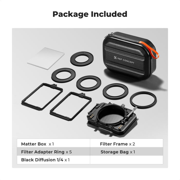 K&F CONCEPT Matte Box Kit w/ Black Mist 1/4 Square Filter