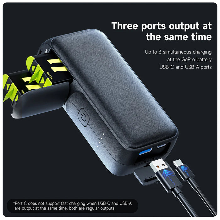 TELESIN Dual Slots Charger Box with Battery (Powerbank) for GoPro Hero 12/ 11/ 10/ 9/ 8/ 7/ 6/ 5