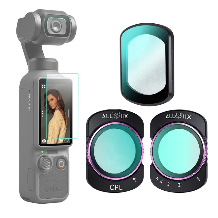 ALLVIIX Magnetic Filter Set for DJI Osmo Pocket 4/ 3 - CPL + Variable ND2-ND32 + 1/4" Cinema Mist
