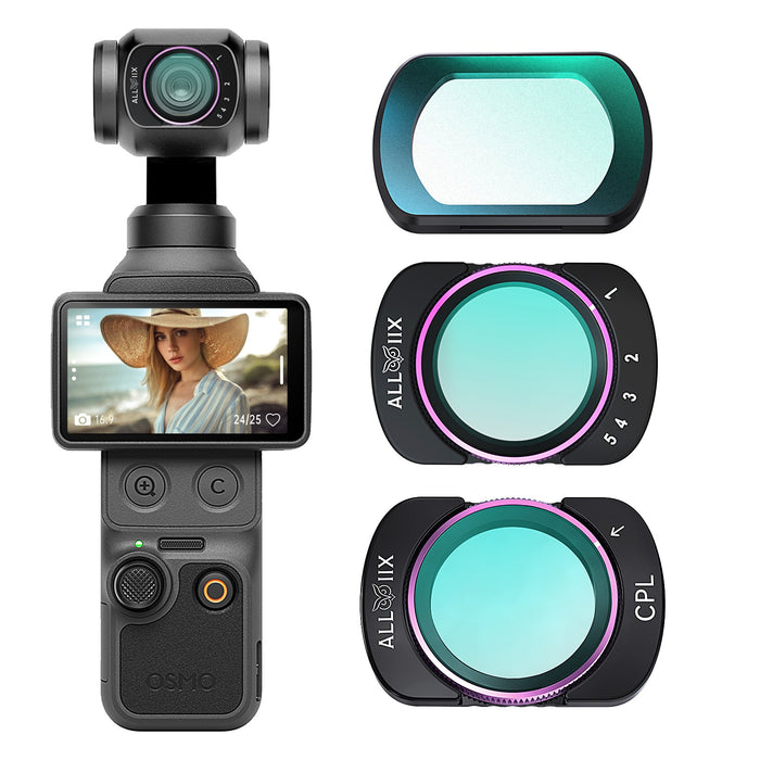 ALLVIIX Magnetic Filter Set for DJI Osmo Pocket 4/ 3 - CPL + Variable ND2-ND32 + 1/4" Cinema Mist