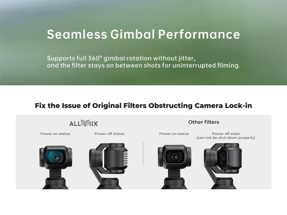 ALLVIIX Magnetic Filter Set for DJI Osmo Pocket 4/ 3 - CPL + Variable ND2-ND32 + 1/4" Cinema Mist