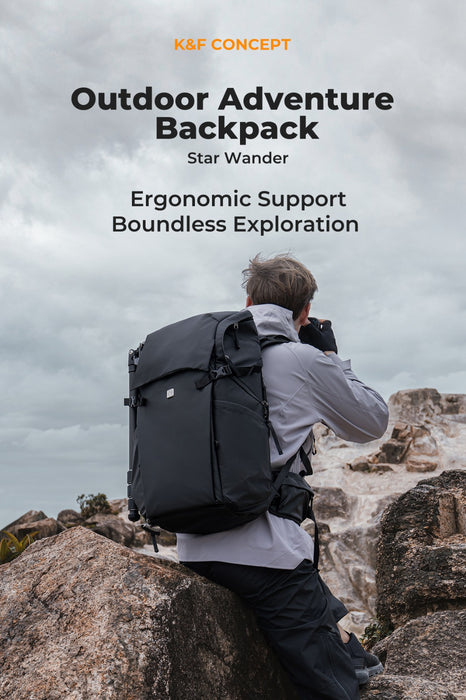 K&F CONCEPT Nature Wander 30L Outdoor Camera Backpack for Hiking & Camping (Black)
