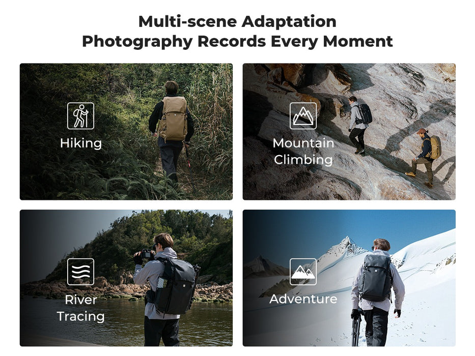 K&F CONCEPT Nature Wander 30L Outdoor Camera Backpack for Hiking & Camping (Black)
