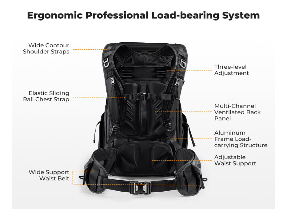 K&F CONCEPT Nature Wander 30L Outdoor Camera Backpack for Hiking & Camping (Black)