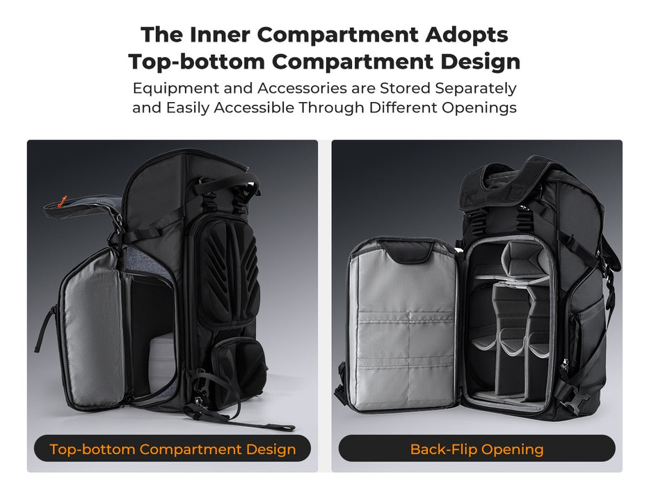K&F CONCEPT Nature Wander 30L Outdoor Camera Backpack for Hiking & Camping (Black)