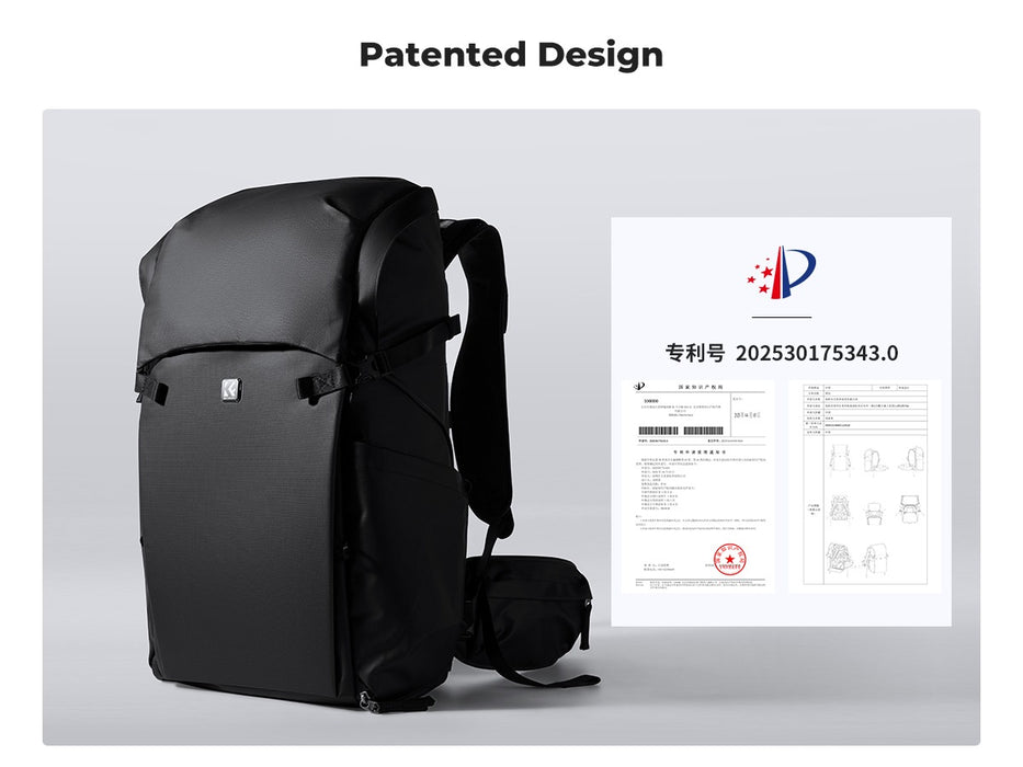 K&F CONCEPT Nature Wander 30L Outdoor Camera Backpack for Hiking & Camping (Black)