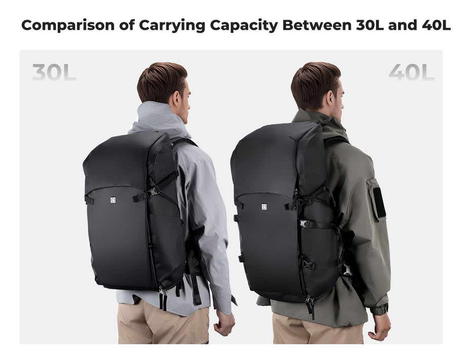 K&F CONCEPT Nature Wander 30L Outdoor Camera Backpack for Hiking & Camping (Black)