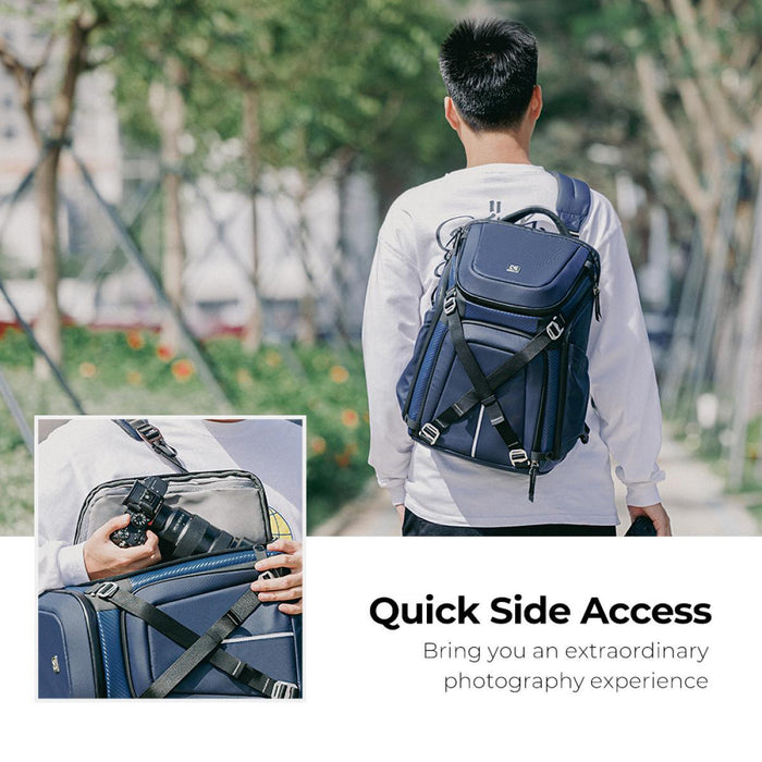advanced camera and laptop backpack travel blue K&F CONCEPT Professional Camera Alpha Backpack 25L (Blue) — 673SHOP.com
