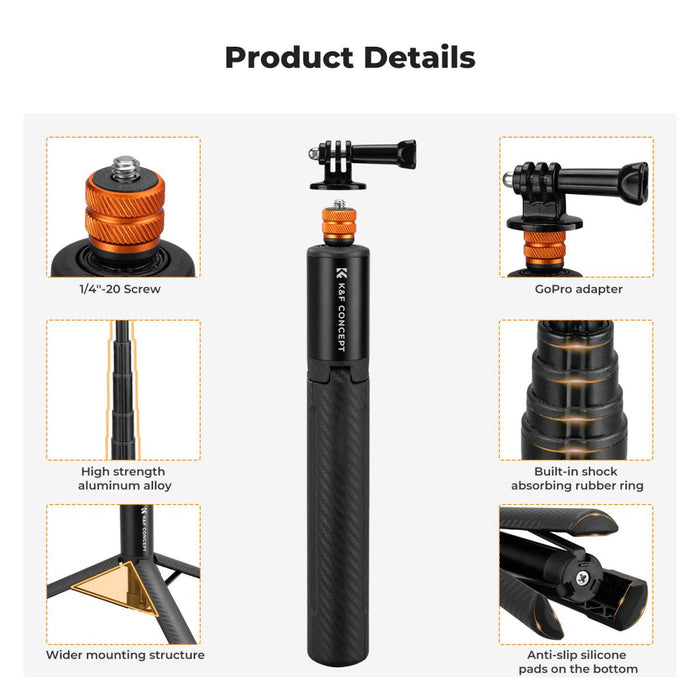 K&F Concept MS21 Invisible Selfie Stick (120cm)