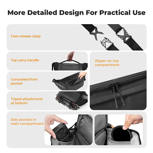 K&F CONCEPT Urban Wander 13 10L Waterproof Camera Sling Bag (Black)