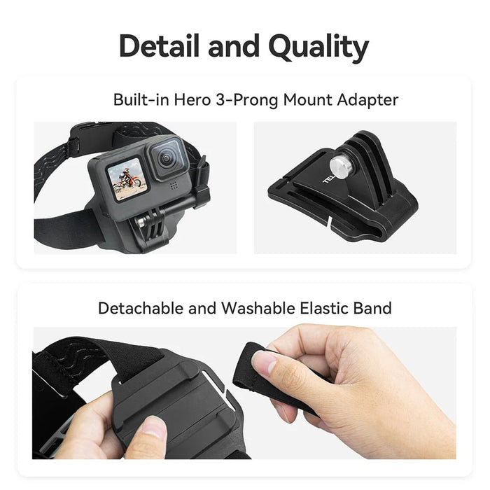 TELESIN 2-In-1 Quick Release Head Strap + Cap Clip for action camera