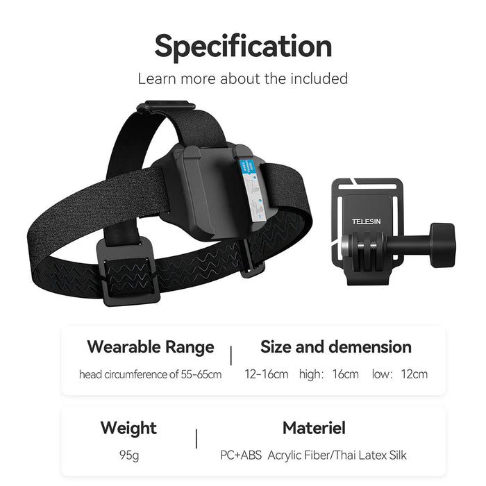 TELESIN 2-In-1 Quick Release Head Strap + Cap Clip for action camera