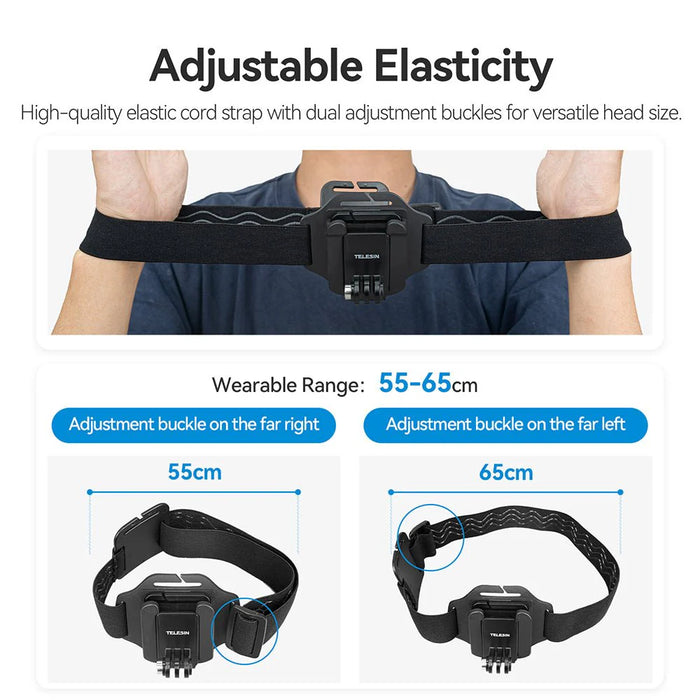 TELESIN 2-In-1 Quick Release Head Strap + Cap Clip for action camera