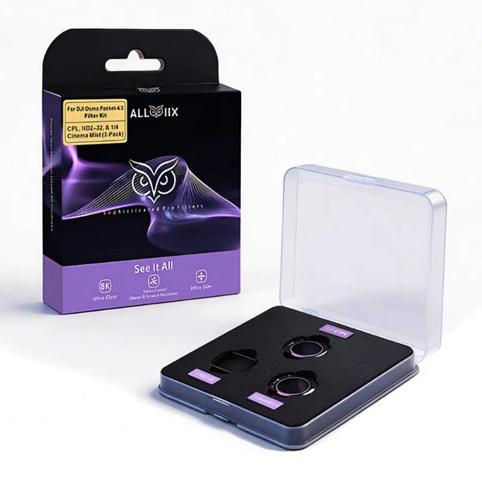 ALLVIIX Magnetic Filter Set for DJI Osmo Pocket 4/ 3 - CPL + Variable ND2-ND32 + 1/4" Cinema Mist