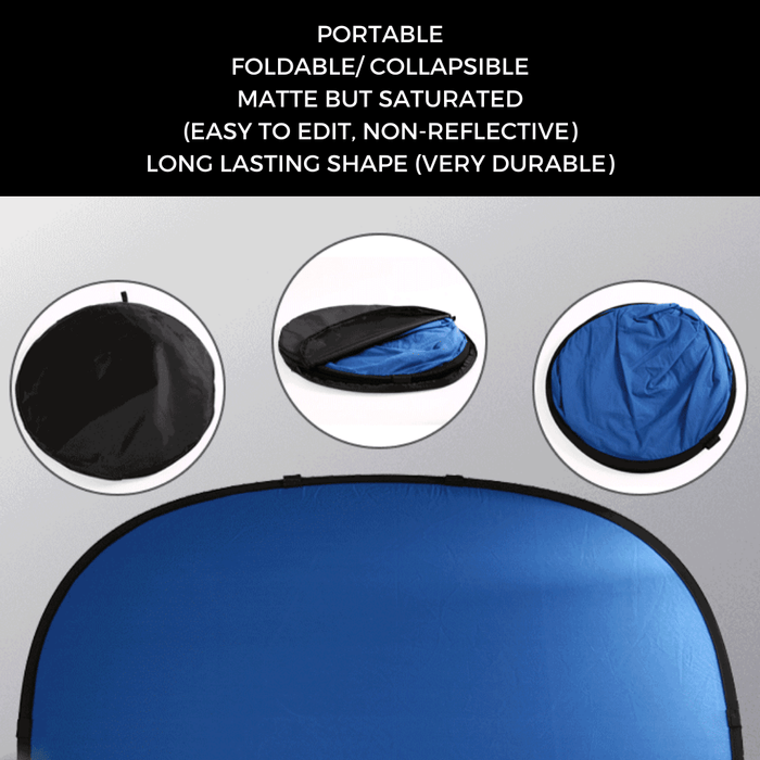 【 673SHOP ESSENTIALS 】2-in-1 Portable, Collapsible, Reversible Backdrop - Blue & Green, 100% Cotton - 673SHOP.com